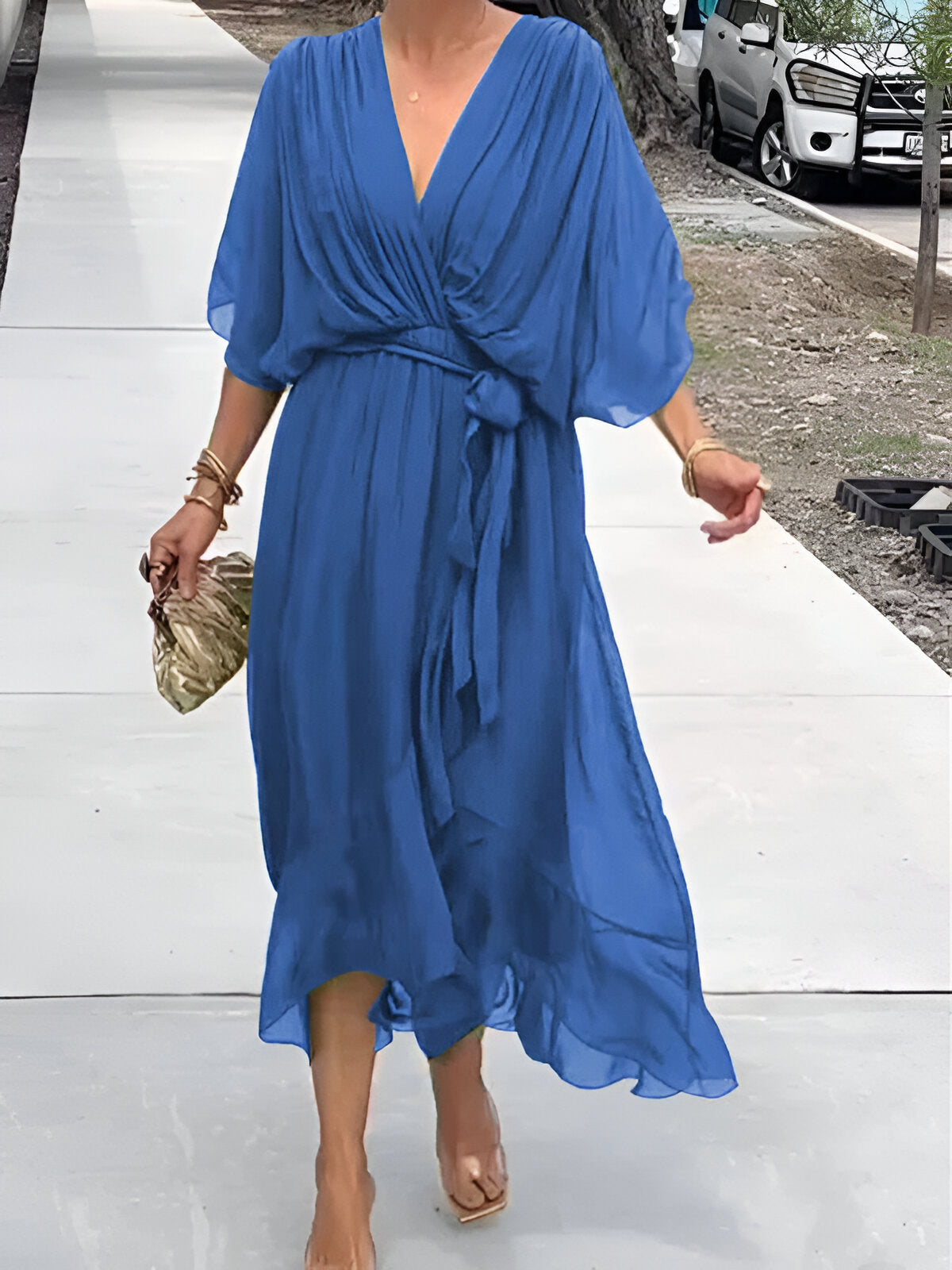 Mila™ | Chiffon jurk met V-hals