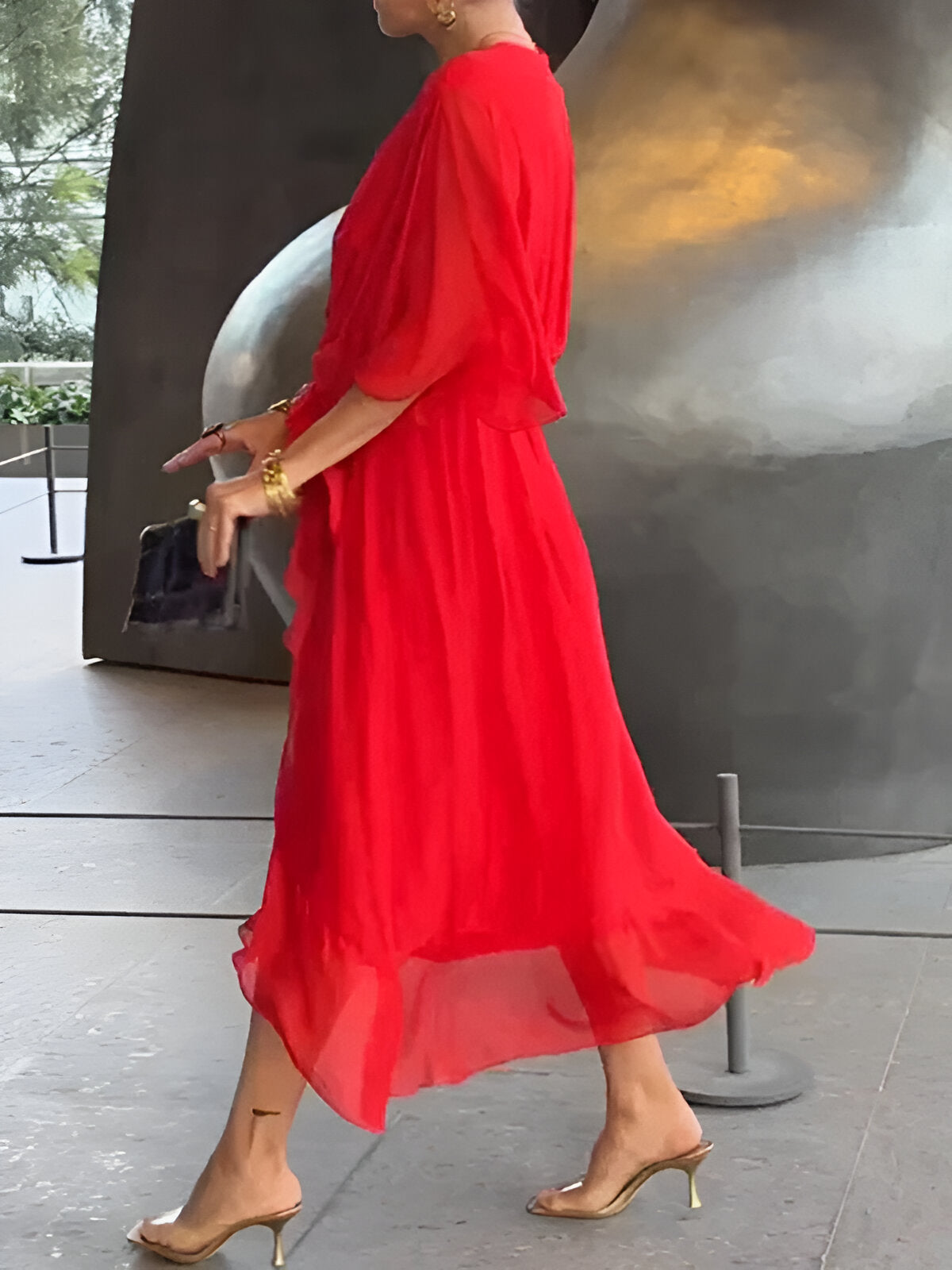 Mila™ | Chiffon jurk met V-hals