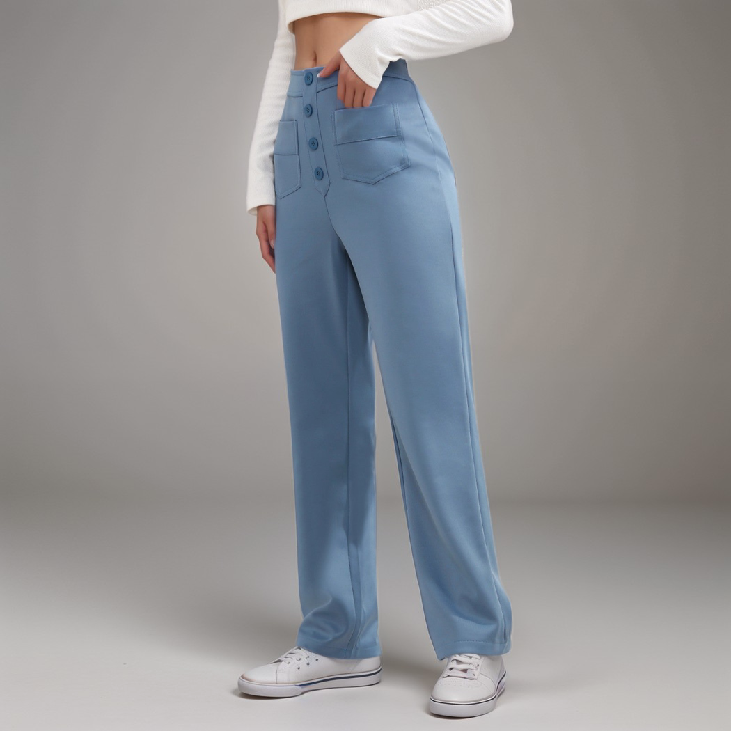 Lena - Elastische broek met hoge taille